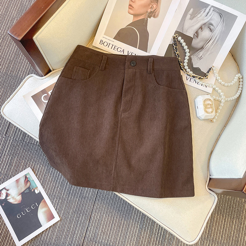 Plus Size Corduroy Mini Skirt