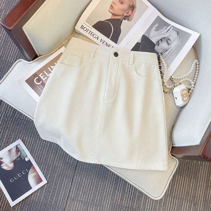 Plus Size Corduroy Mini Skirt