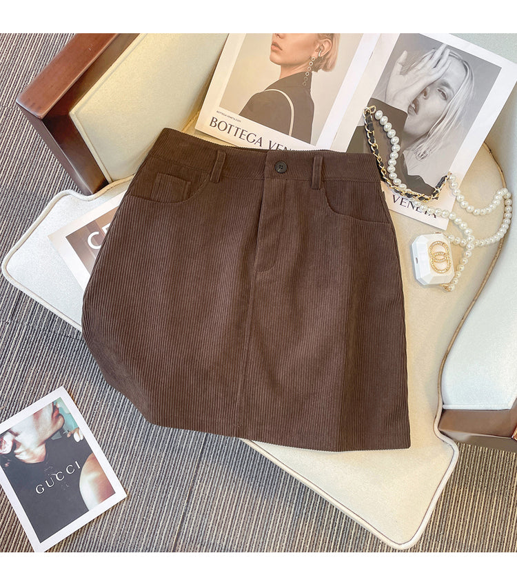 Plus Size Corduroy Mini Skirt