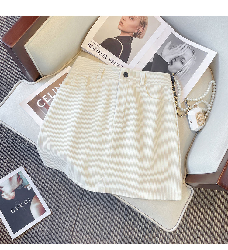 Plus Size Corduroy Mini Skirt