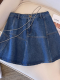 Plus Size Denim A Line Mini Skirt