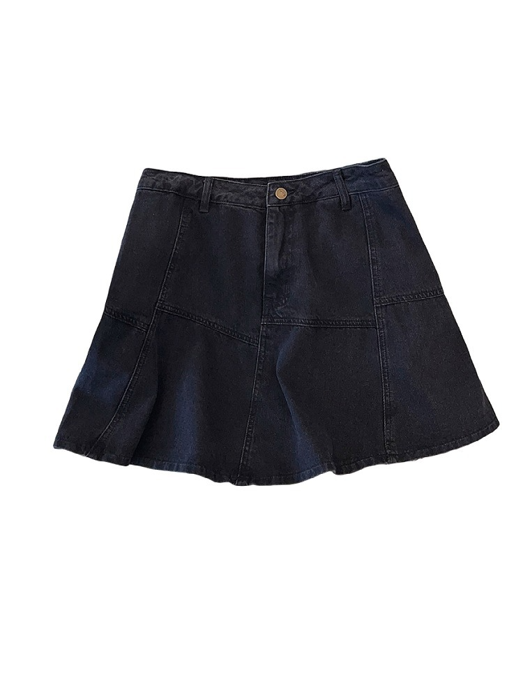 Plus Size Denim A Line Mini Skirt