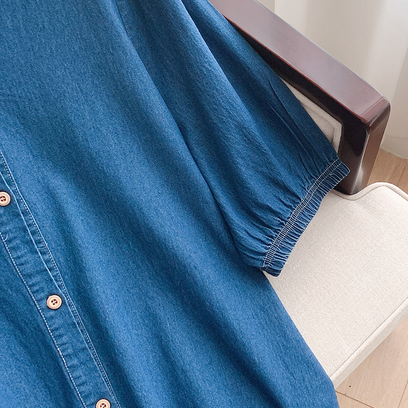 Plus Size Denim Drop Waist Midi Dress (EXTRA BIG SIZE)
