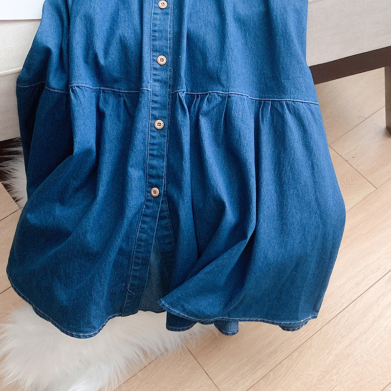 Plus Size Denim Drop Waist Midi Dress (EXTRA BIG SIZE)