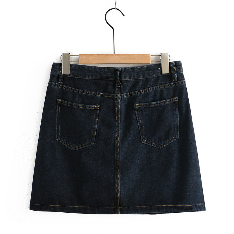 Plus Size Denim Mini Skirt