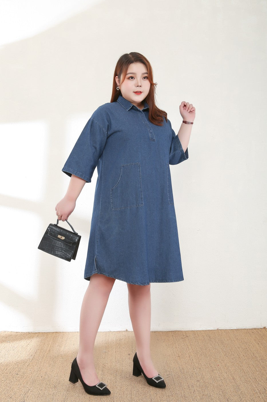 Chloe Plus Size Denim Shirt Dress