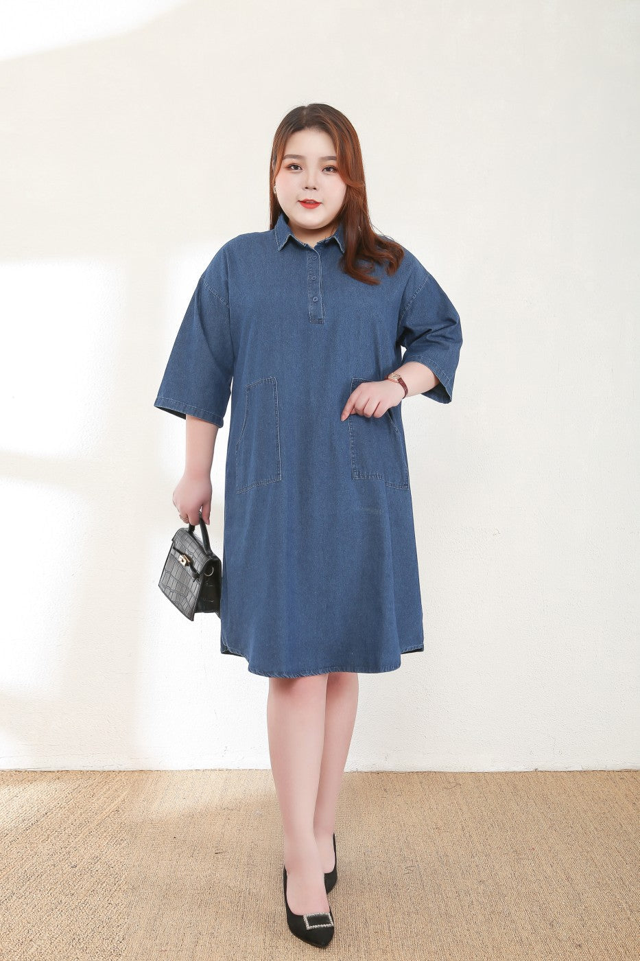Chloe Plus Size Denim Shirt Dress