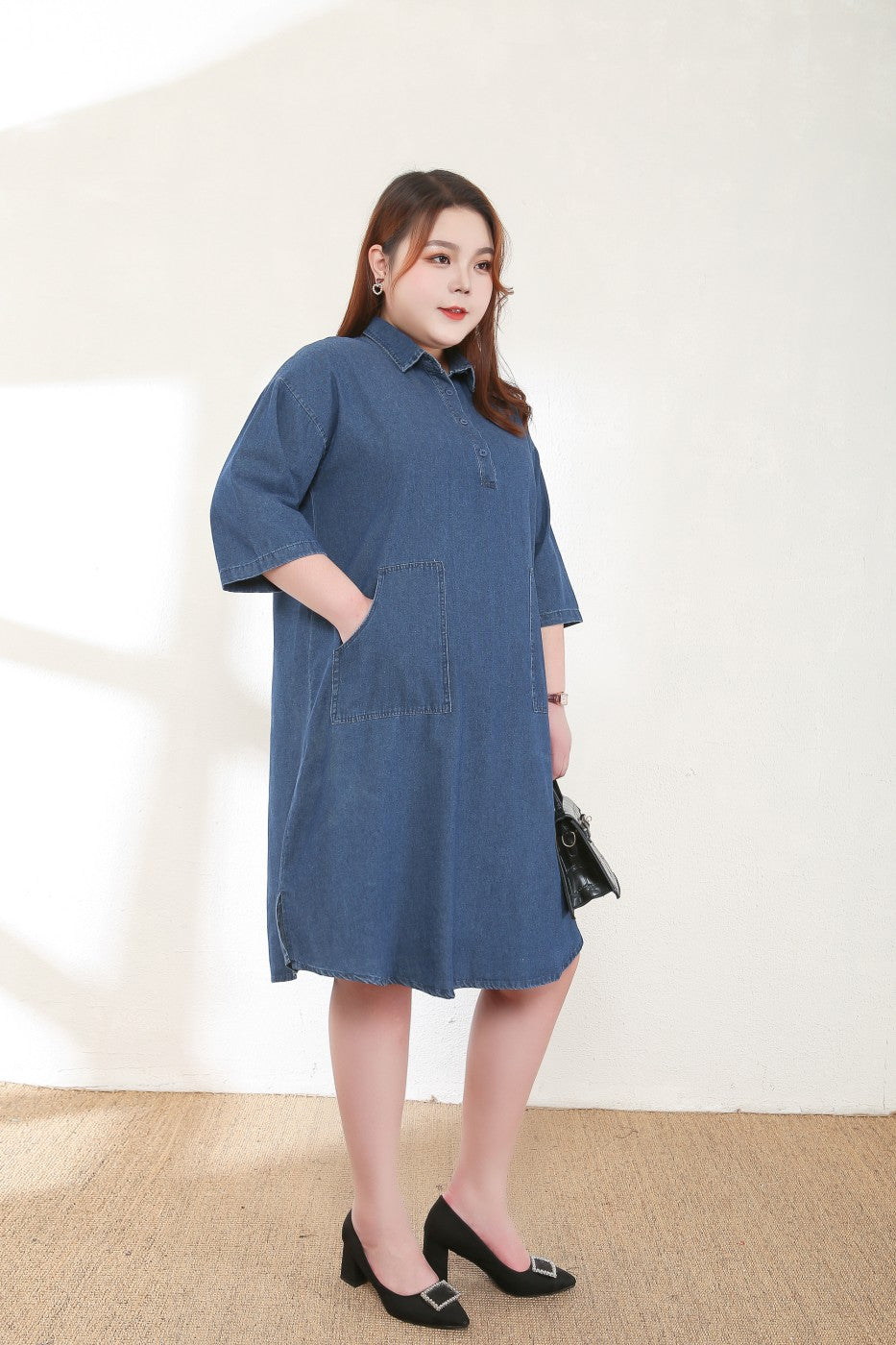 Chloe Plus Size Denim Shirt Dress