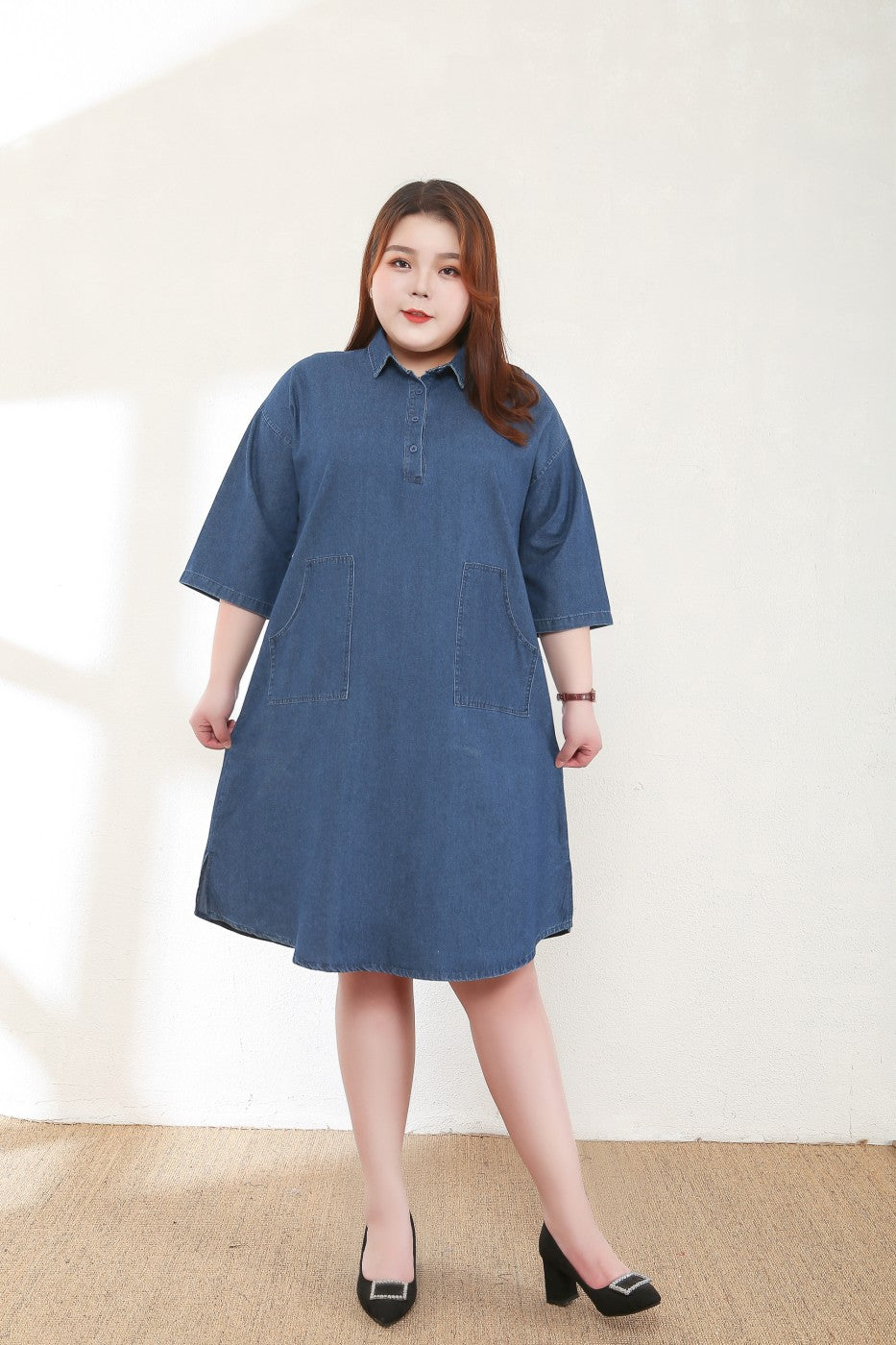 Chloe Plus Size Denim Shirt Dress