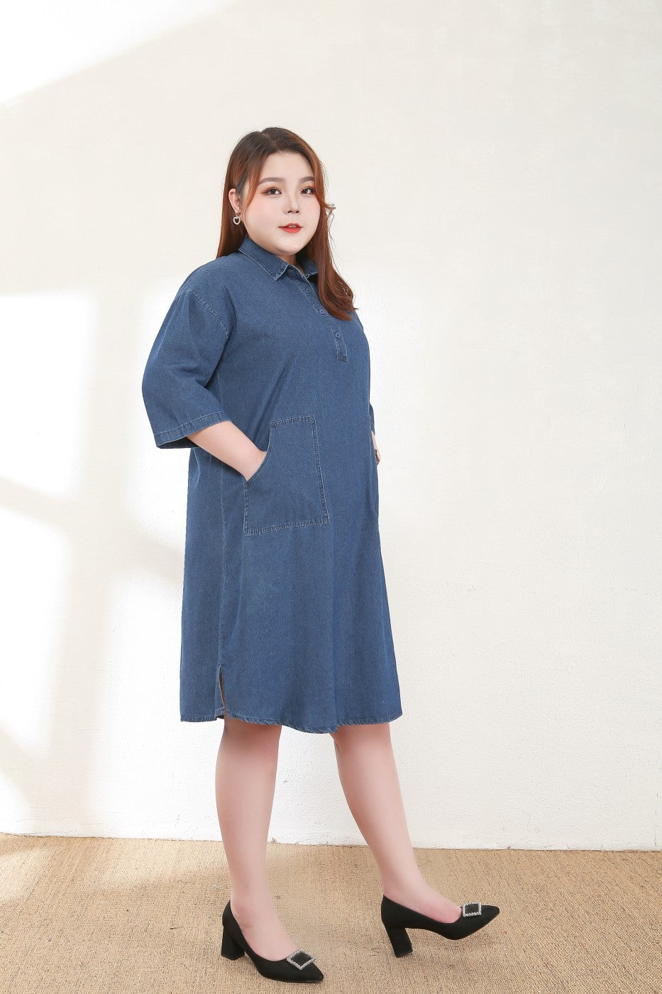 Chloe Plus Size Denim Shirt Dress