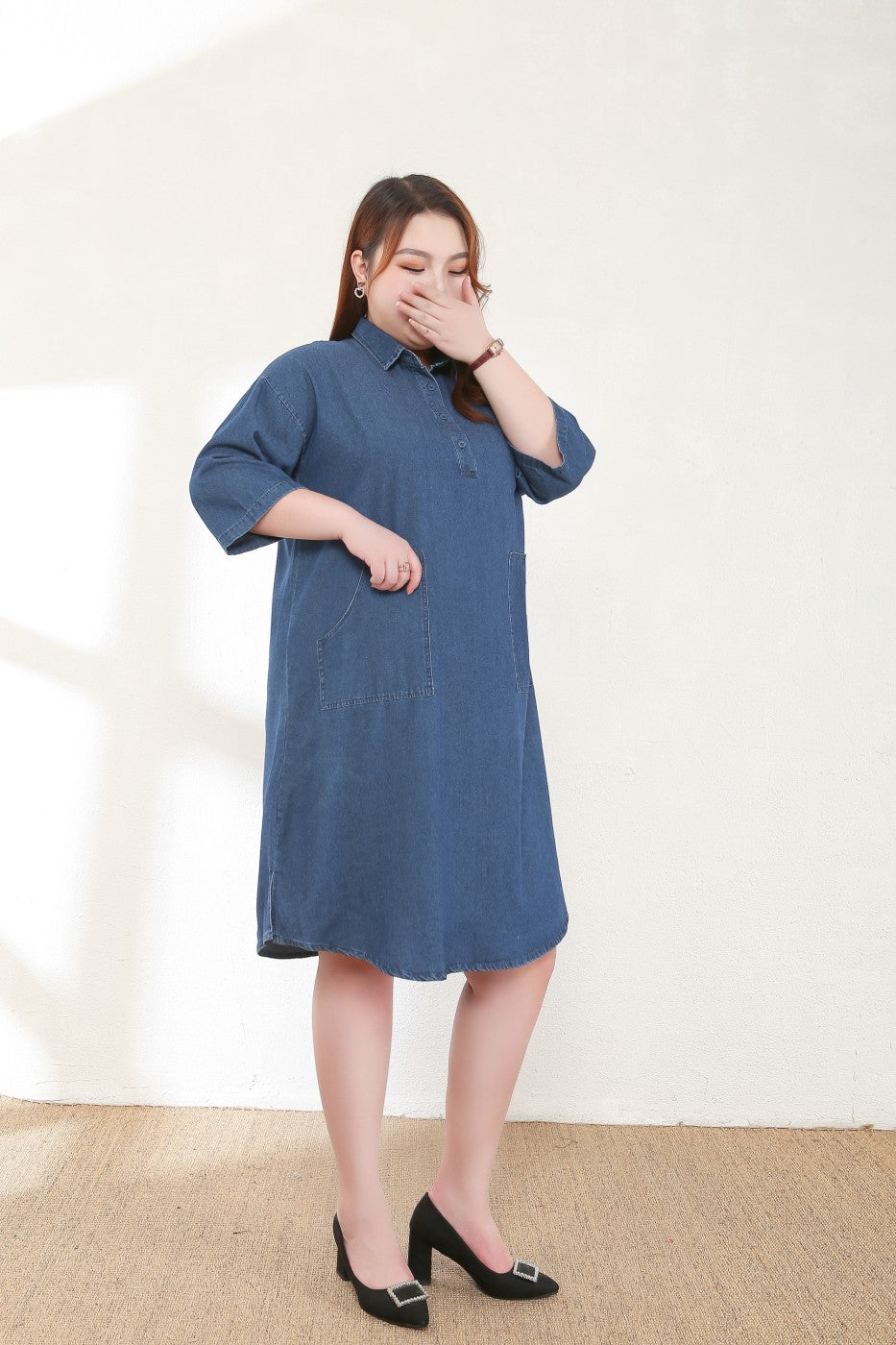 Chloe Plus Size Denim Shirt Dress