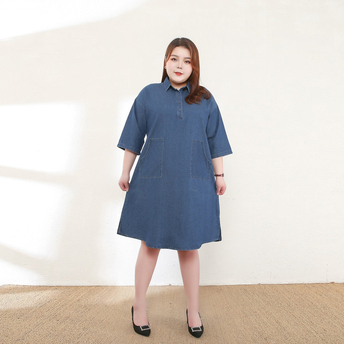 Chloe Plus Size Denim Shirt Dress
