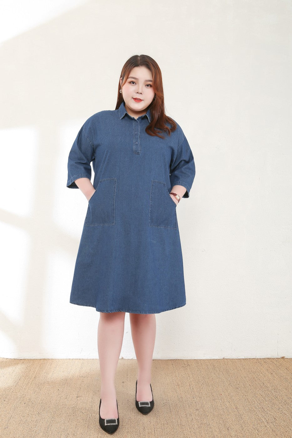 Chloe Plus Size Denim Shirt Dress