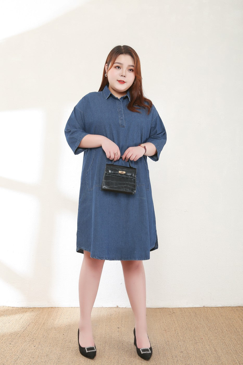Chloe Plus Size Denim Shirt Dress