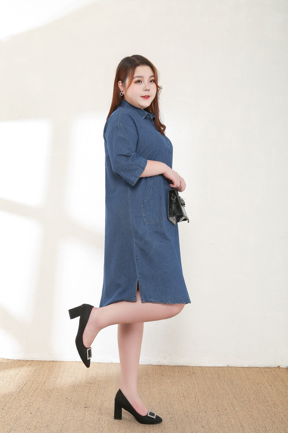 Chloe Plus Size Denim Shirt Dress