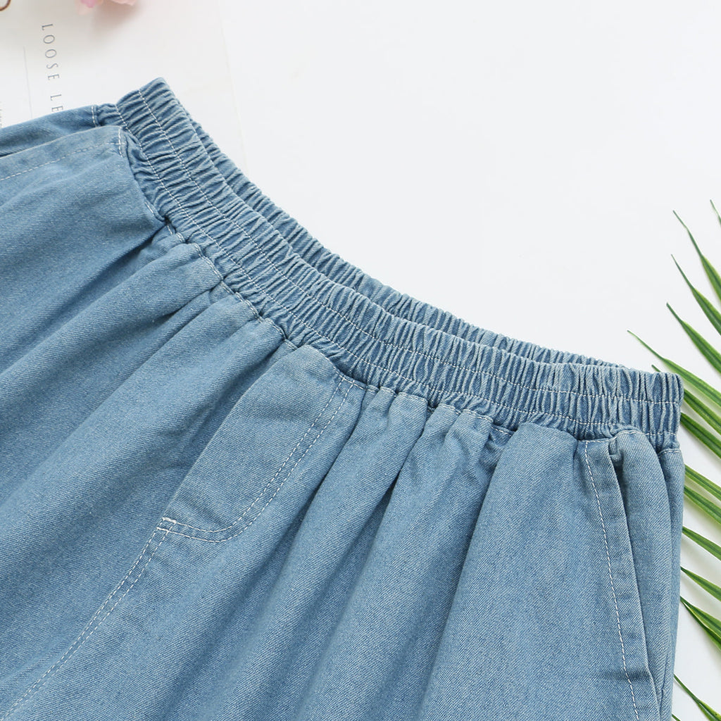 Plus Size Elastic Waist Denim Shorts (EXTRA BIG SIZE)