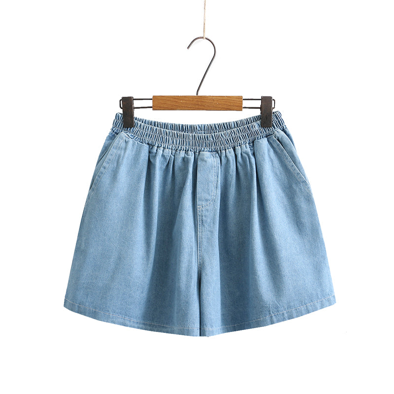 Plus Size Elastic Waist Denim Shorts (EXTRA BIG SIZE)