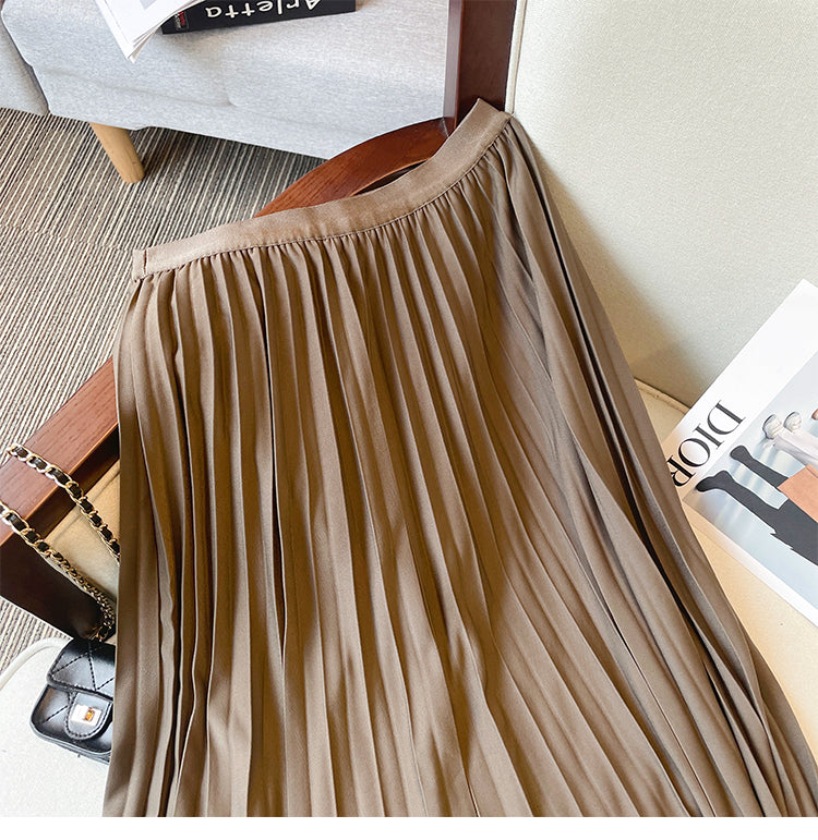 Plus Size Pleats Wrap A Line Skirt