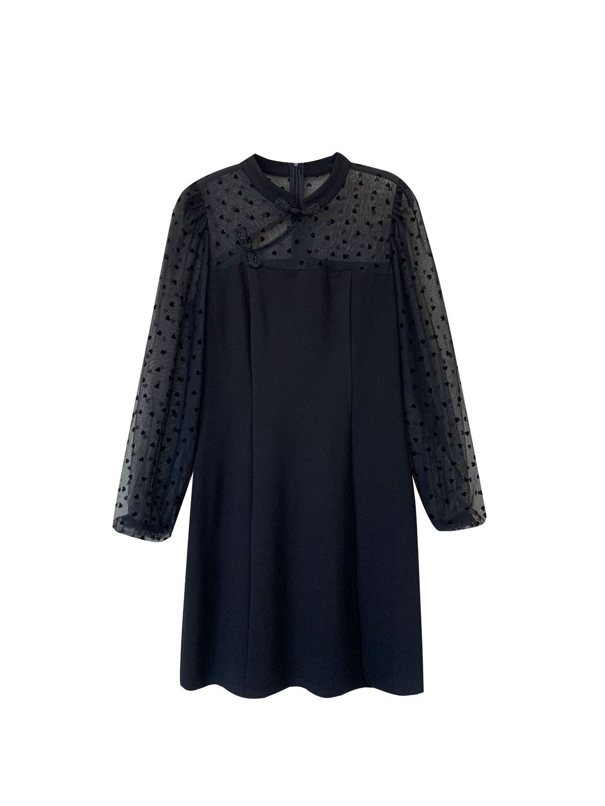 Plus Size Hearts See Through Sleeve Cheongsam Dress