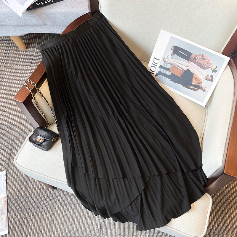 Plus Size Pleats Wrap A Line Skirt