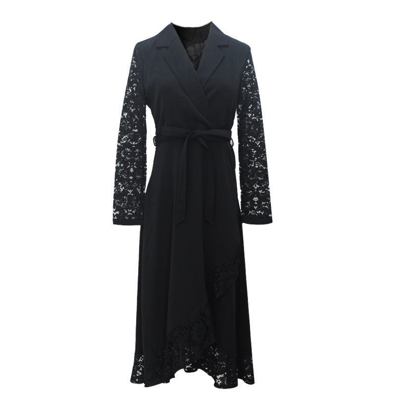 Plus Size Lace Wrap Formal Dress