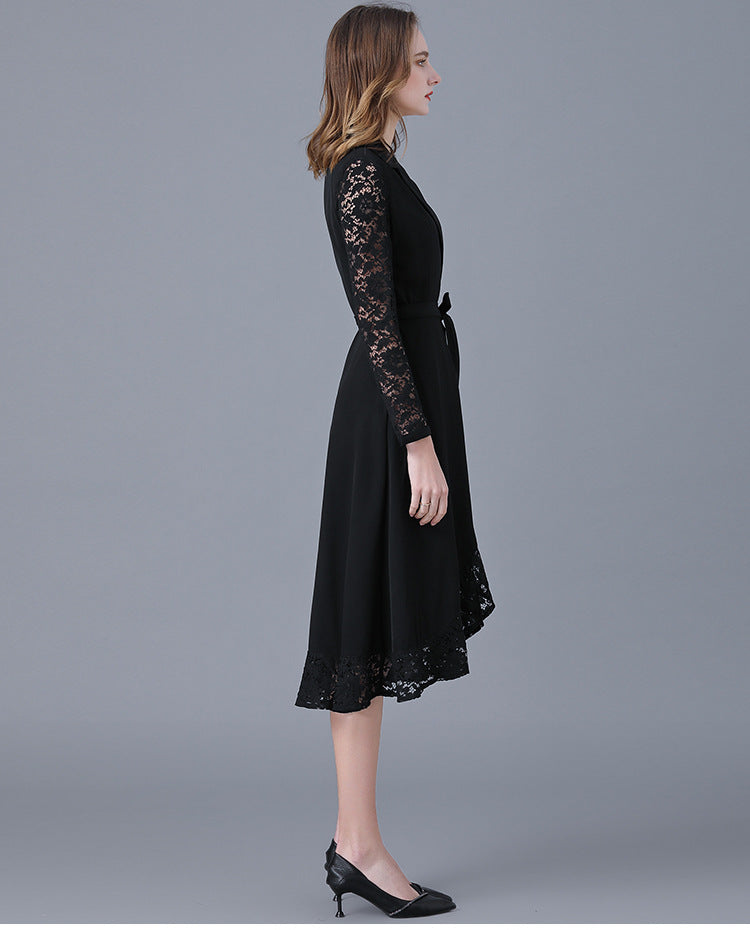 Plus Size Lace Wrap Formal Dress