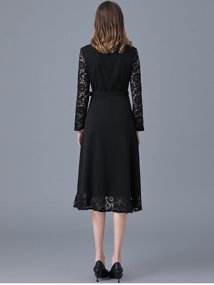 Plus Size Lace Wrap Formal Dress