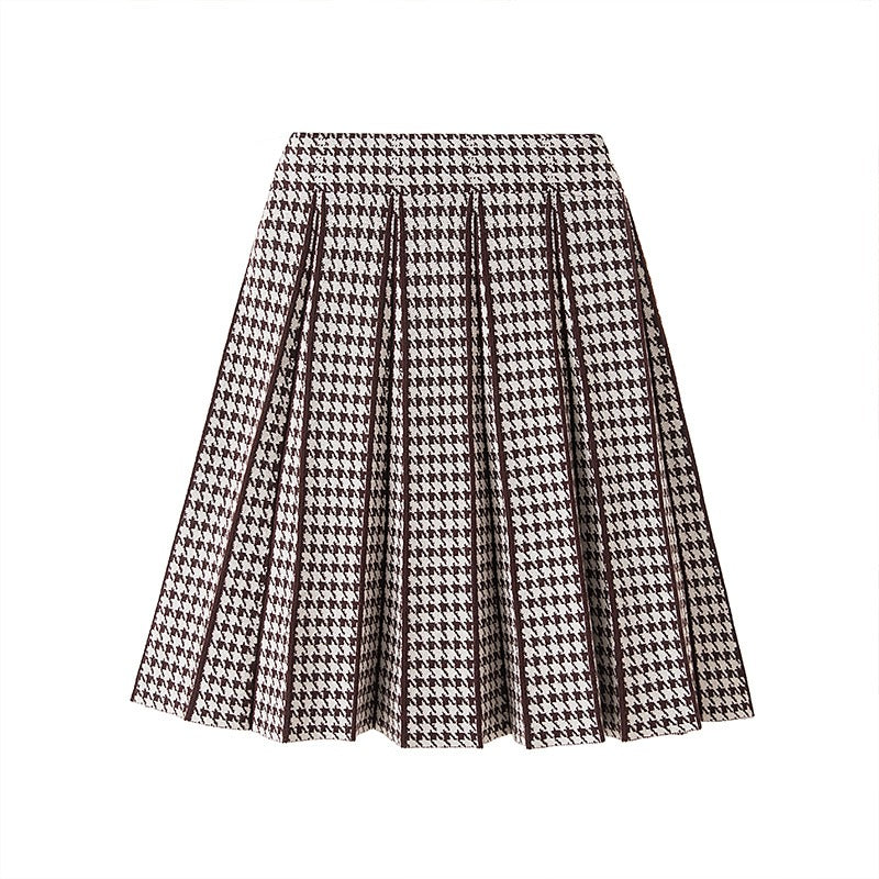 Plus Size Pleat Houndstooth Mini Skirt