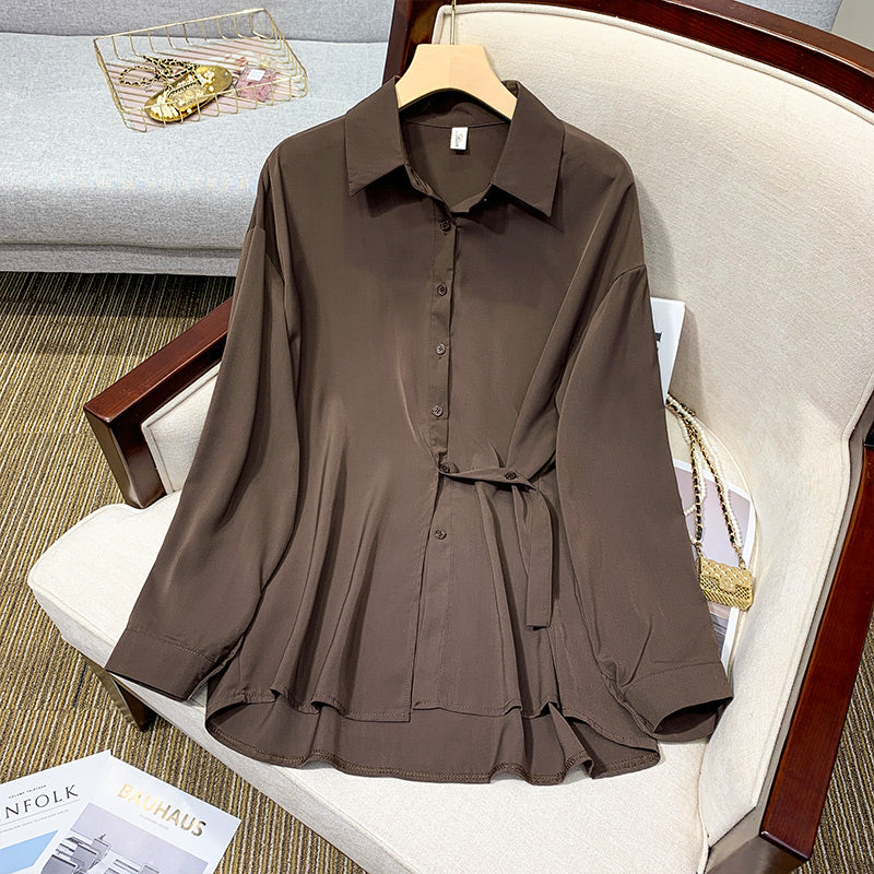 Plus Size Side Tie Peplum Blouse