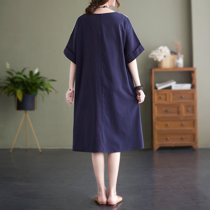 Plus Size Vertical Stripes Shift Dress