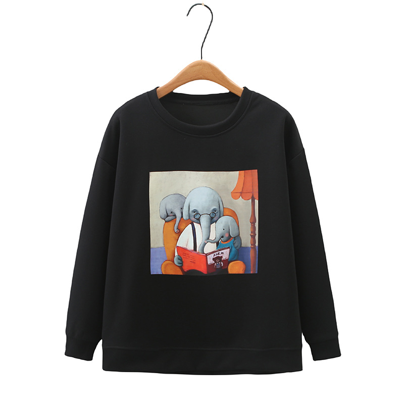 Plus Size Elephant Graphic Thick Sweater (Extra Big Size)