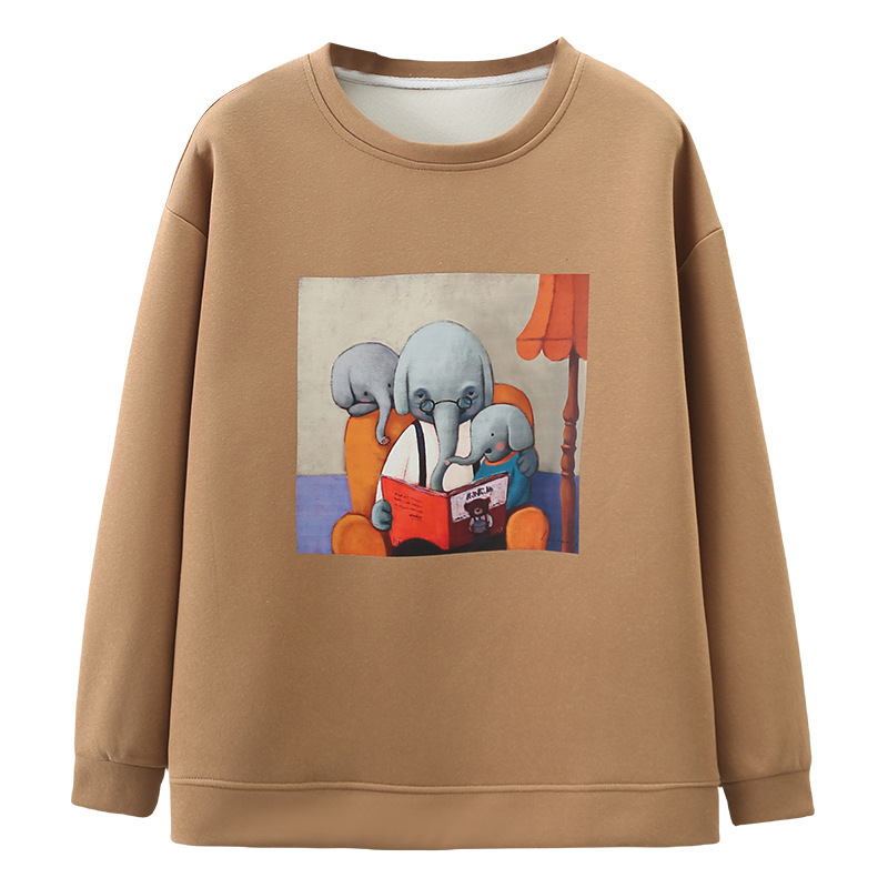 Plus Size Elephant Graphic Thick Sweater (Extra Big Size)