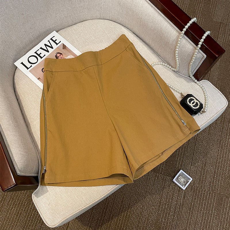 Plus Size Side Zip Shorts