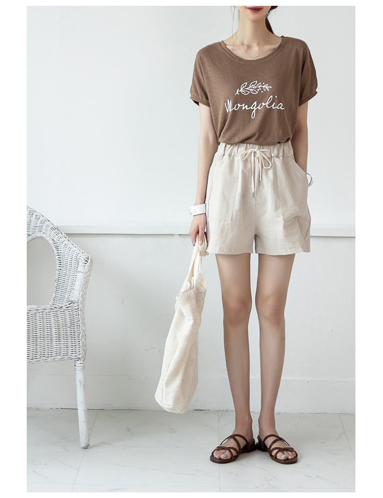 Plus Size Drawstring Pockets Shorts