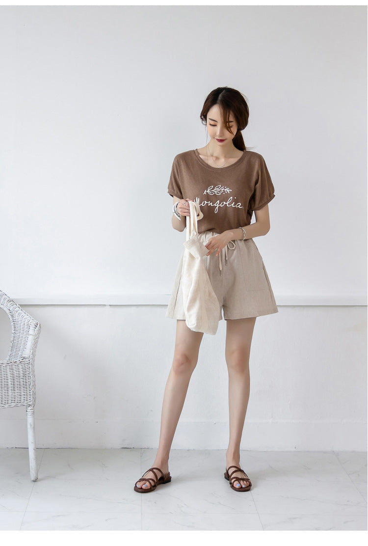 Plus Size Drawstring Pockets Shorts