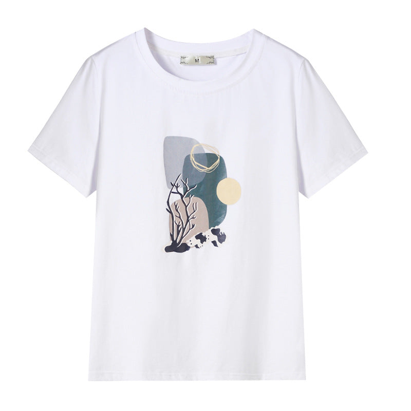 Plus Size White Abstract Graphic T Shirt
