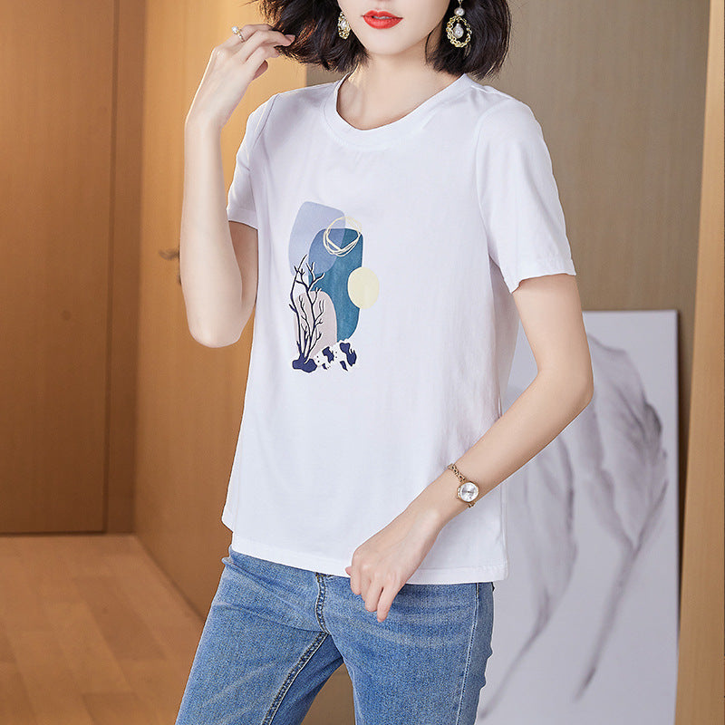 Plus Size White Abstract Graphic T Shirt