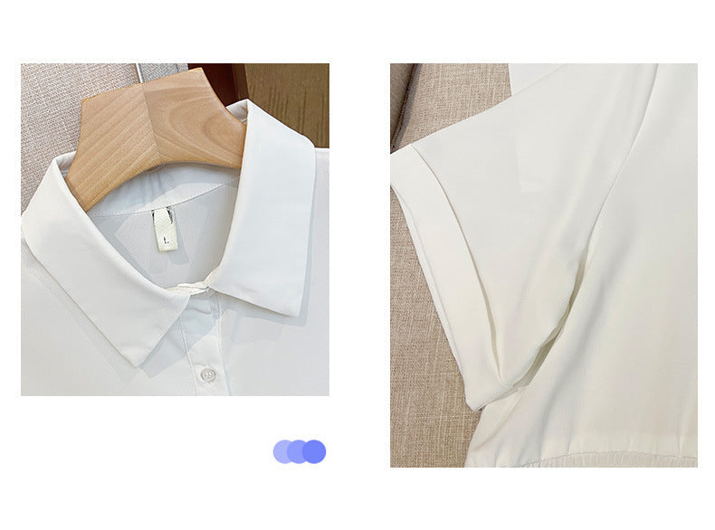 Plus Size Elastic Waist Short Sleeve Work Blouse