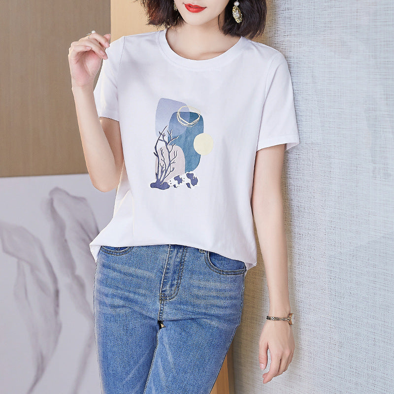 Plus Size White Abstract Graphic T Shirt