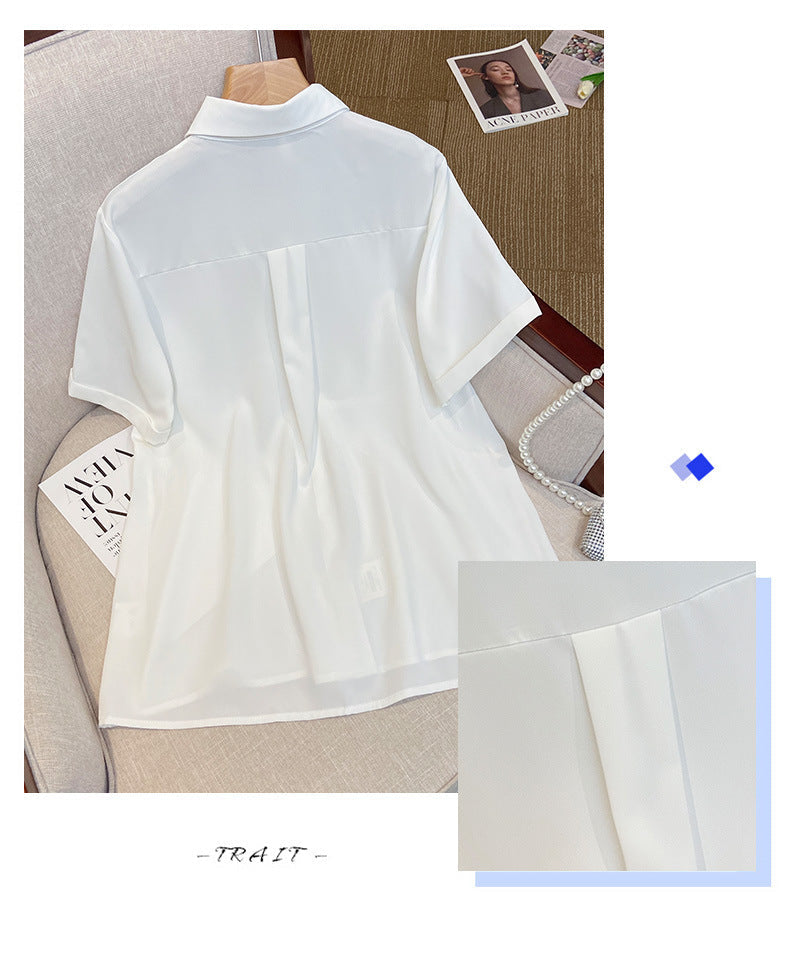 Plus Size Elastic Waist Short Sleeve Work Blouse