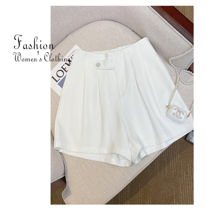 Plus Size Gem Button Shorts