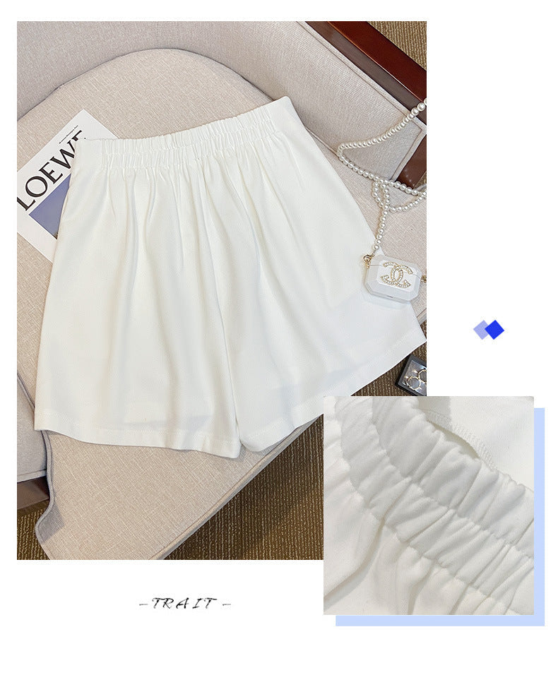 Plus Size Gem Button Shorts