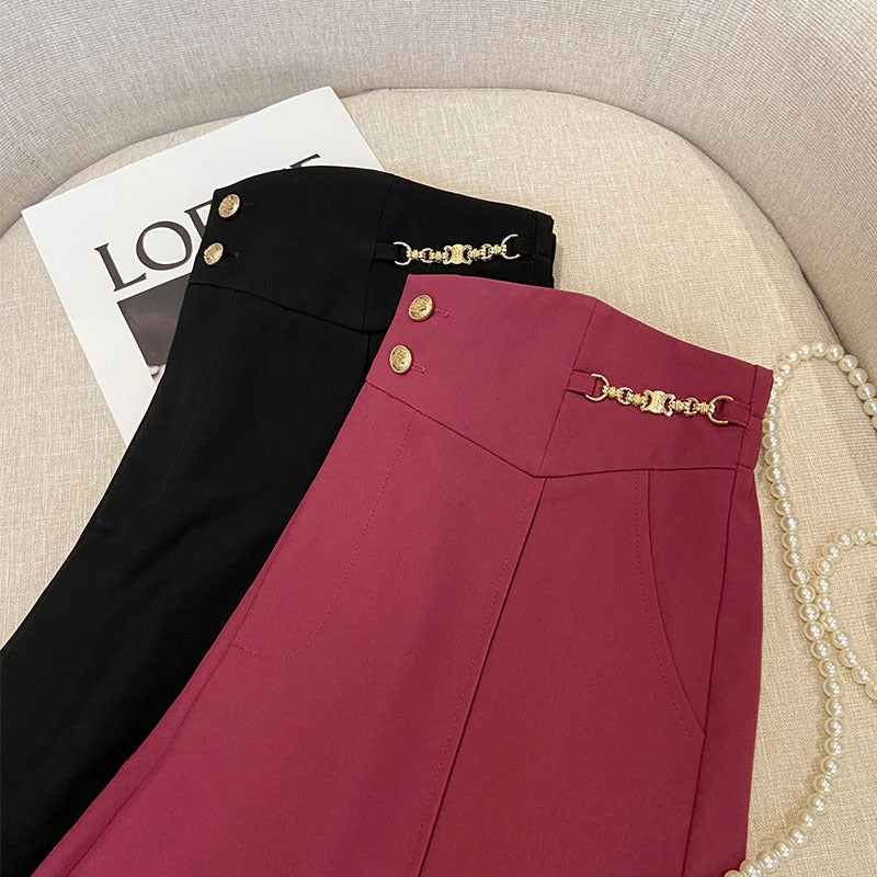 Plus Size Chain Waist Gold Buttons Dressy Shorts