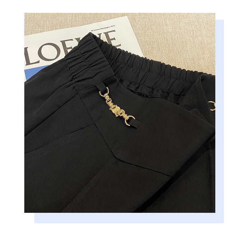 Plus Size Chain Waist Gold Buttons Dressy Shorts
