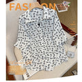 Plus Size White Chain Print Loose Blouse