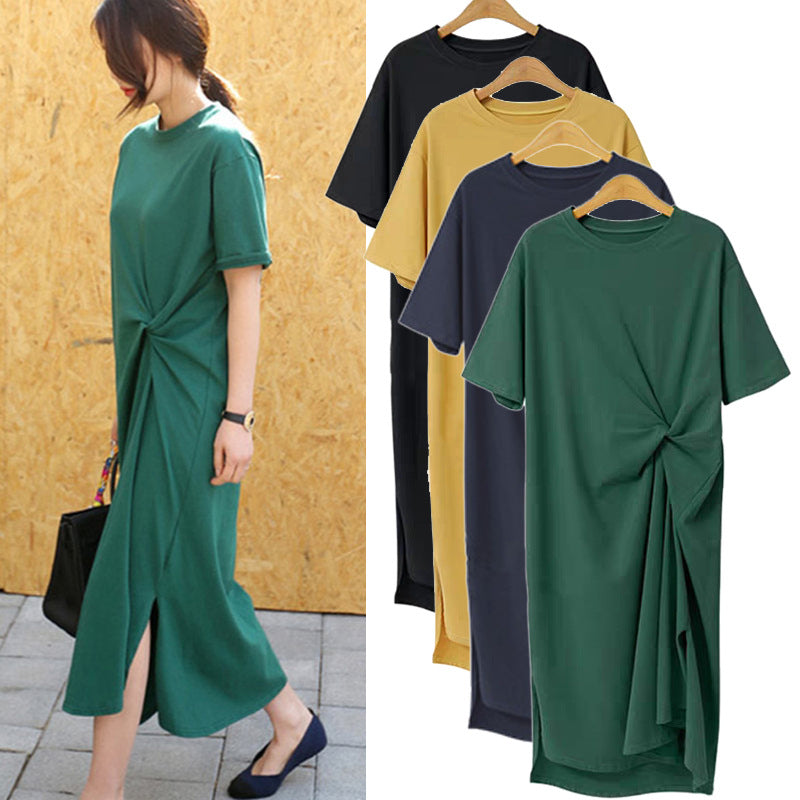 Plus Size Twist Midi T Shirt Dress