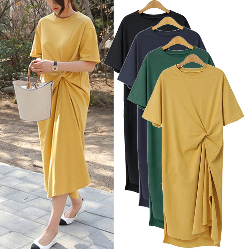 Plus Size Twist Midi T Shirt Dress