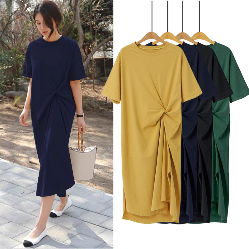 Plus Size Twist Midi T Shirt Dress