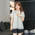 (XL-7XL) Plus Size White Collar Chiffon Shirt Blouse (EXTRA BIG SIZE)
