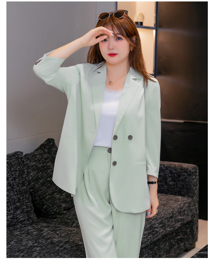 (XL-7XL) Plus Size Green Blazer and Trouser Pants Set (EXTRA BIG SIZE)